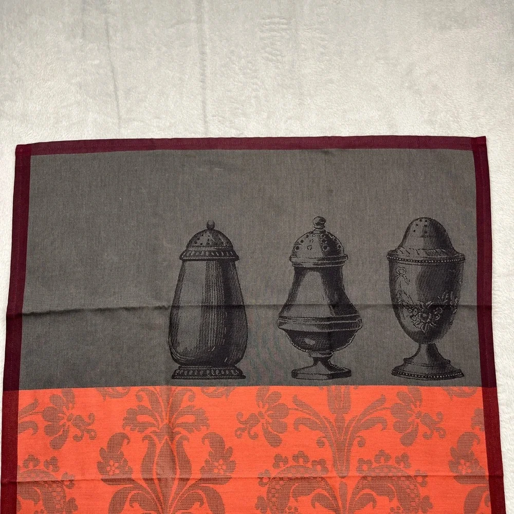 Le Jacquard Francais Tea Towel Primrose Bordier Orange Grey Damask Shakers